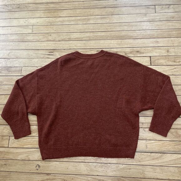 Gap Crop Sweater Wool Alpaca L Burnt Orange Brown Mock Oversize Western Knit 44" - Picture 14 of 16